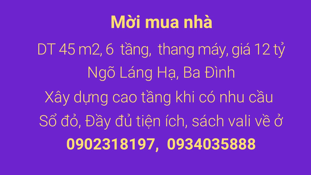 12 tỷ, 45 m2 6 tầng, Láng Hạ -Ngôi nhà mơ ước của bạn đang chờ đợi - Ảnh chính